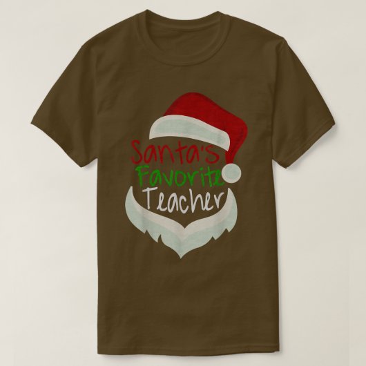 Santas Favorite Teacher Funny Christmas Santa Red T-Shirt (Design vorne)