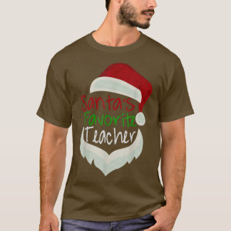 Santas Favorite Teacher Funny Christmas Santa Red T-Shirt