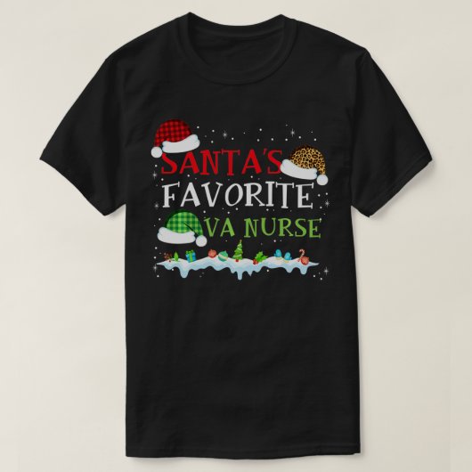 Santa's Favorite VA Nurse Funny Christmas Gift  T-Shirt (Design vorne)