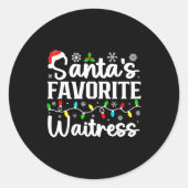 Santa's Favorite Waitress Funny Christmas Family M Runder Aufkleber (Vorderseite)