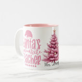Santa's Favourite Teacher Zweifarbige Tasse (Vorderseite Links)