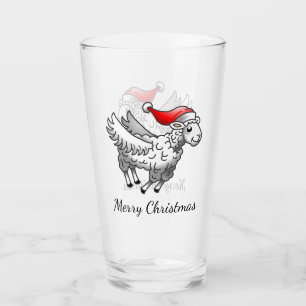 Santa's fliegende Weihnachtsschafe Glas