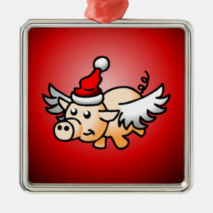 Santas fliegendes Schwein Ornament Aus Metall
