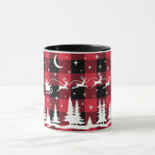 Santa's Flying Rentier Red Buffalo Karo Tasse (Zentrum)