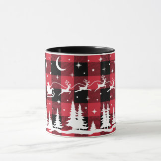 Santa's Flying Rentier Red Buffalo Karo Tasse