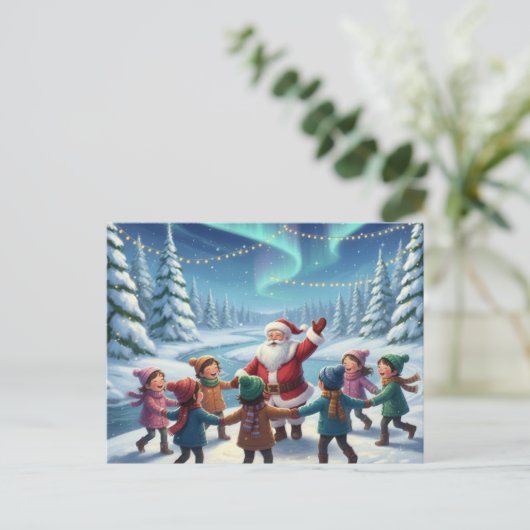 Santa's Forest joy Postkarte (Stehend Vorderseite)