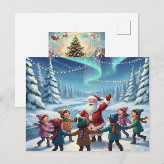 Santa's Forest joy Postkarte (Vorne/Hinten)