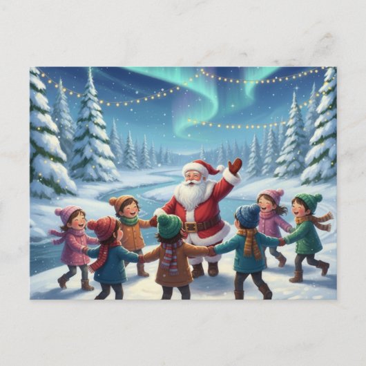 Santa's Forest joy Postkarte (Vorderseite)