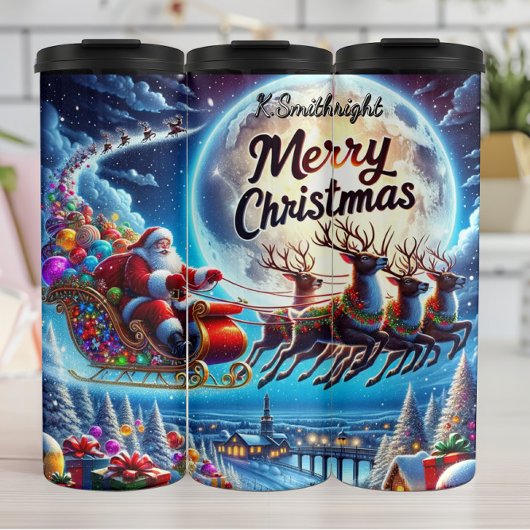 Santas friedliche Himmelsreise Thermosbecher
