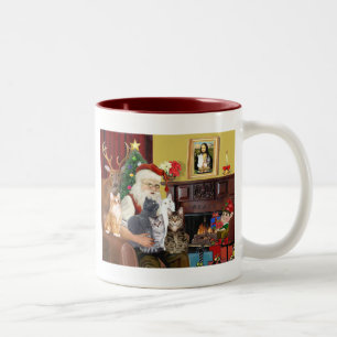 Santas fünf Katzen Zweifarbige Tasse