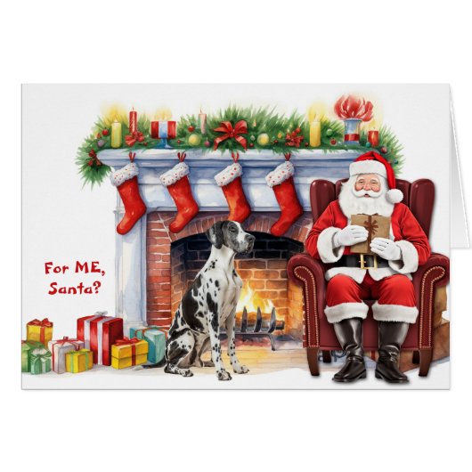 Santa's Gift Black White Great Dane Dog Christmas (Vorderseite (Horizontal))