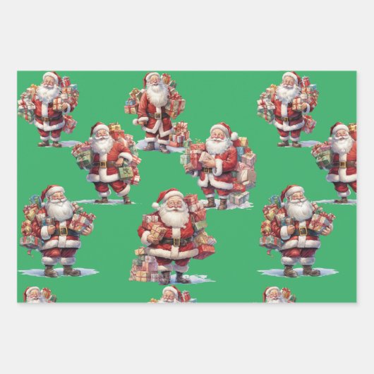 Santa's Gift Parade Wrapping Paper Geschenkpapier Set (Vorderseite 3)