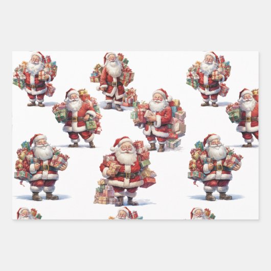 Santa's Gift Parade Wrapping Paper Geschenkpapier Set (Vorderseite)