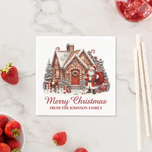 Santas Gingerbread Weihnachtsdorf Serviette (Beispiel)