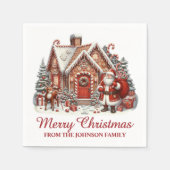 Santas Gingerbread Weihnachtsdorf Serviette (Vorderseite)