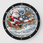 Santa's Grand Sleigh Ride" - Klassische Weihnachte Große Wanduhr (Vorderseite)