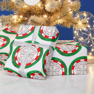 Santas gute Liste Grüne Siegel benutzerdefinierter Geschenkpapier