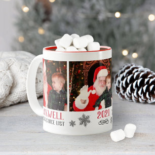 Santas Gute Liste Rot Foto Weihnachten Zweifarbige Tasse