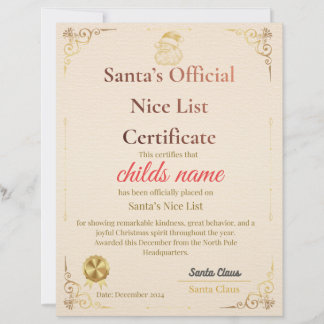Santas Gute-Liste-Zertifikat Briefbogen