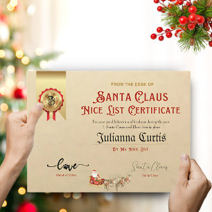 Santas Gute-Liste-Zertifikat-Einladung Feiertagskarte