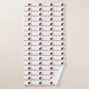 "SANTA'S HAT & MERRY CHRISTMAS* BATH TOWEL BADEHANDTUCH