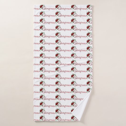 "SANTA'S HAT & MERRY CHRISTMAS* BATH TOWEL BADEHANDTUCH (Badehandtuch)