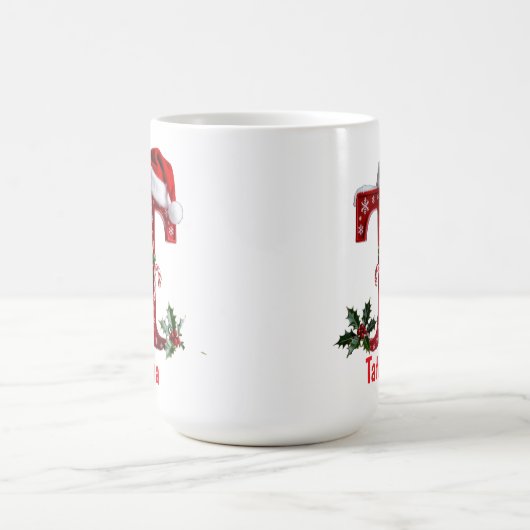 Santa's hat Monogram initial T merry Christmas Kaffeetasse (Mittel)