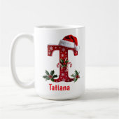 Santa's hat Monogram initial T merry Christmas Kaffeetasse (Links)
