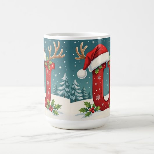 Santa's hat Monogrogram initial U merry Christmas Kaffeetasse (Mittel)
