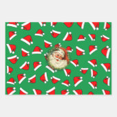 Santas Hat Muster Red und White Custom Picture Geschenkpapier Set (Vorderseite 2)