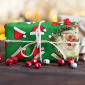 Santas Hat Muster Red und White Custom Picture Geschenkpapier Set