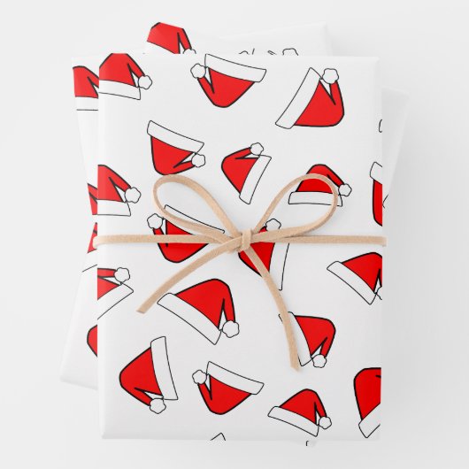 Santas Hat Muster rot und weiß Geschenkpapier Set (Beispiel)