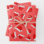 Santas Hat Muster rot und weiß Geschenkpapier Set (Beispiel)