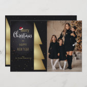 Santa's Hat Sentiments Foto Weihnachtskarte Feiertagskarte (Vorne/Hinten)