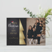 Santa's Hat Sentiments Foto Weihnachtskarte Feiertagskarte (Stehend Vorderseite)