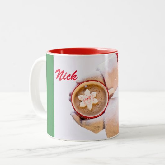 SANTA'S HEISSER CHOKOLATE CUSTOM ZWEIFARBIGE TASSE (Vorderseite Links)