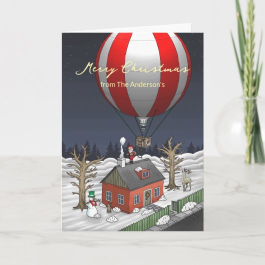 Santas Heißluftballonflug Feiertagskarte (Vorderseite)