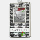 SANTA'S HELPER Baby FOTO Holly Festivals Weihnacht Rahmen-Ornament Silber (Links)