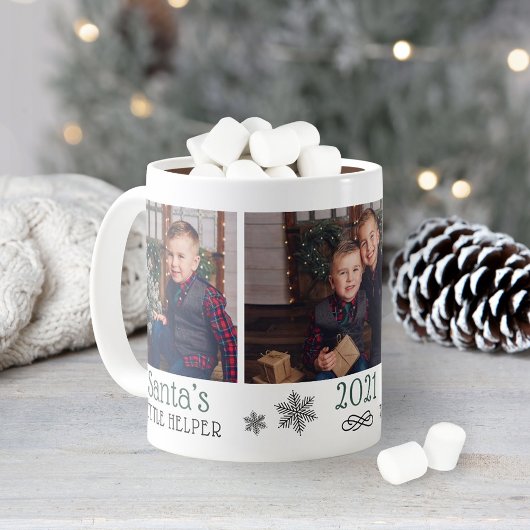Santas Helper Niedlich Green Holiday Foto Collage Kaffeetasse