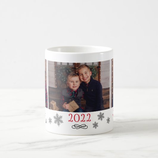 Santas Helper Niedlich Red Holiday Foto Collage Kaffeetasse (Mittel)