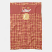 Santa's Helper Red & Apricot Weihnachtsküche Tow Geschirrtuch (Vertikal)