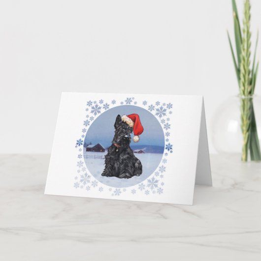 Santa's Helper Scottish Terrier Feiertagskarte (Vorderseite)