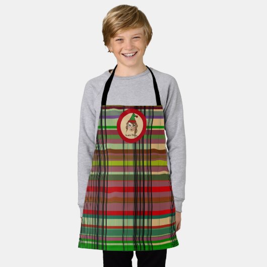Santa's Helpers Elf Plaid Design Schürze (Getragen)