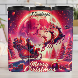 Santas himmlische Schlittenfahrt Thermosbecher