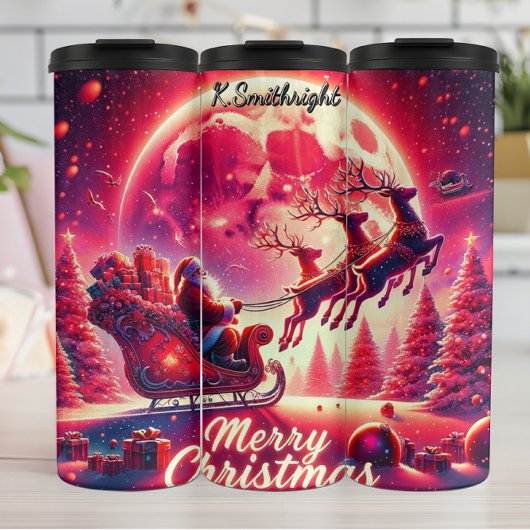Santas himmlische Schlittenfahrt Thermosbecher