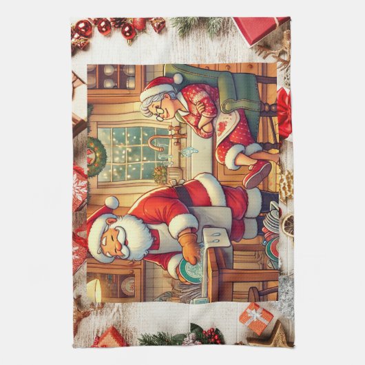 "Santa's Holiday Chores Towel" Geschirrtuch (Vertikal)