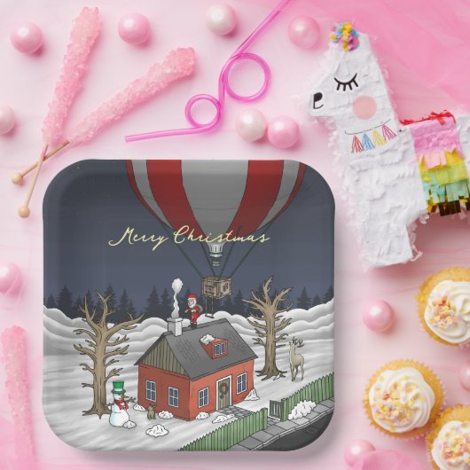 Santa's Hot Air Balloon Pappteller (Party)