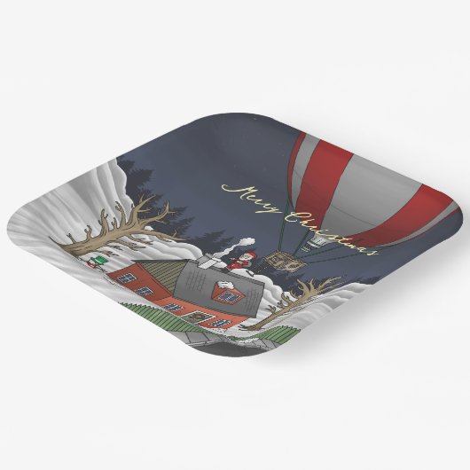 Santa's Hot Air Balloon Pappteller (Gewinkelt)