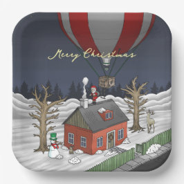 Santa's Hot Air Balloon Pappteller