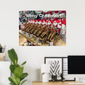 Santas in einer Reihe von Weihnachtsgrüssen Poster (Heimbüro)